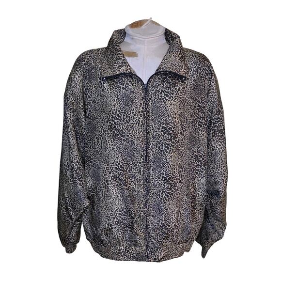 Rhoda Lynne Silk Jacket XL Womens Bomber Style Leopard Soft Lightweight Vintage - Picture 1 of 4